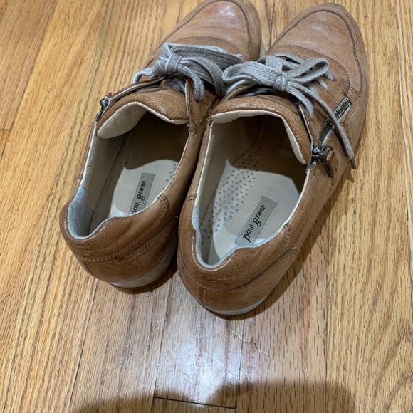 Paul Green Cage leather Sneakers Tan cognac zip lace up Sz 8.5 UK 6 Judy - Picture 8 of 16